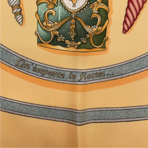 Yellow Hermes Carre 90 Silk Scarf Perfume Bottle W/Box - Picture 8 of 11